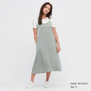 Uniqlo Sage green satin Camisole dress